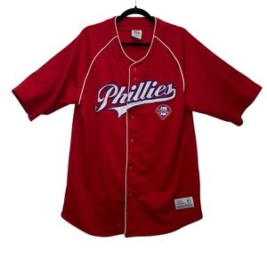 Vintage True Fan MLB Phillies Red & White Short Sleeve Baseball Jersey Size XL